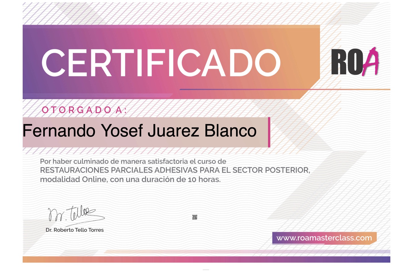 Actualización con Dr. Tello en restauraciones adhesivas