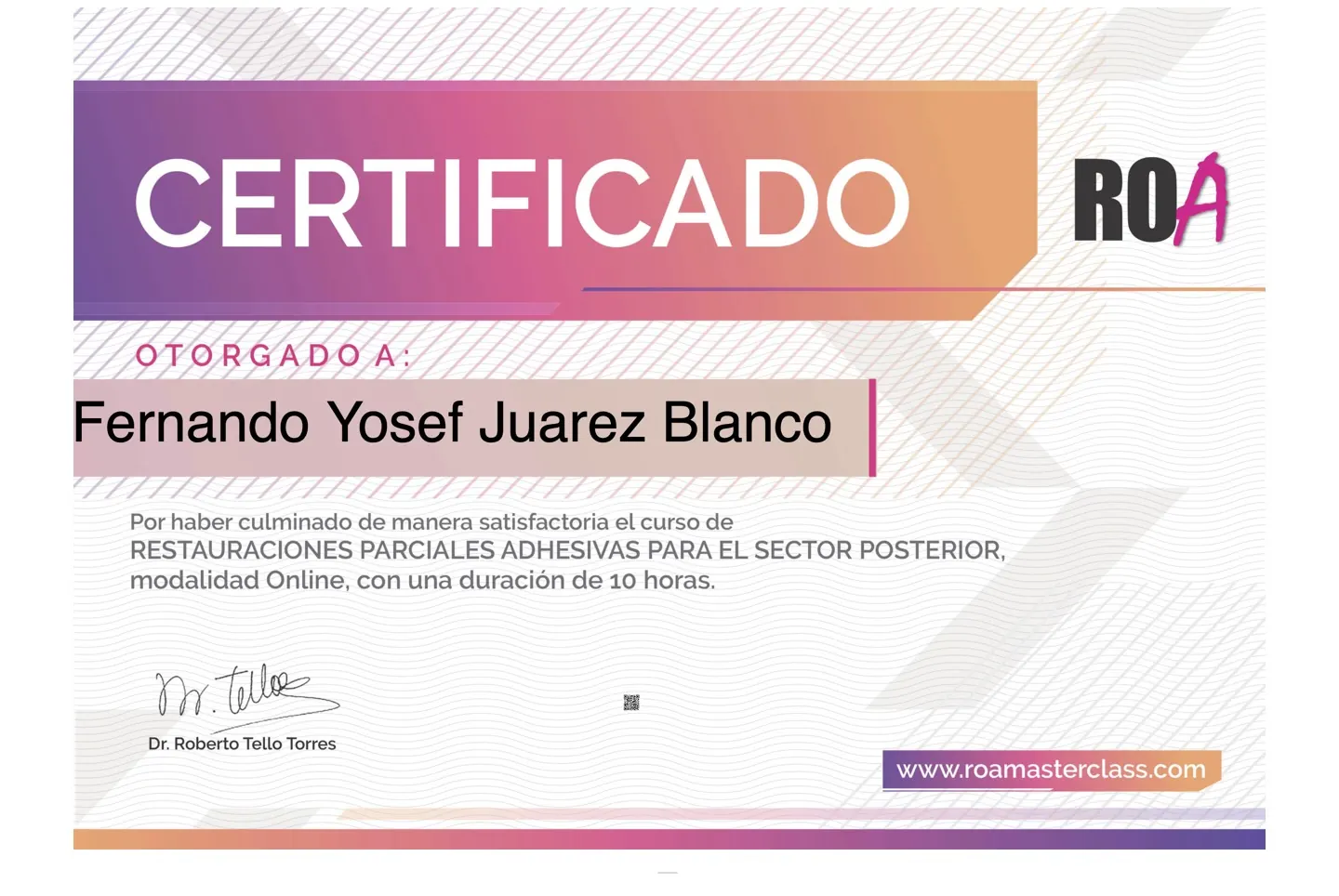 Actualización con Dr. Tello en restauraciones adhesivas