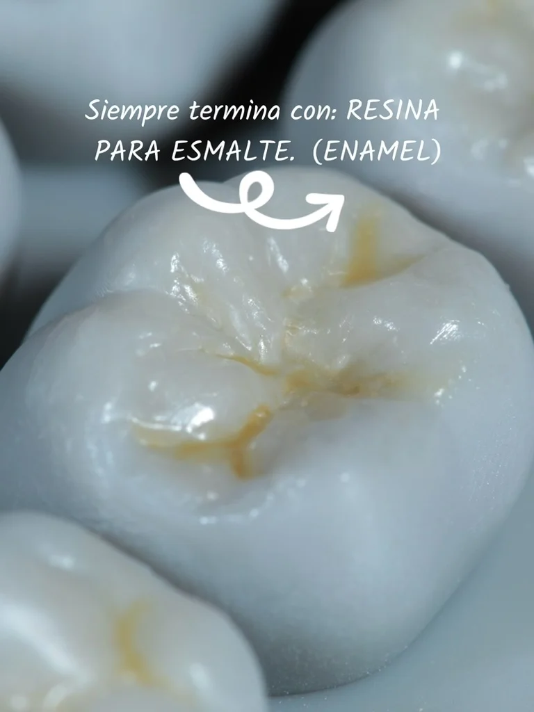 Ilustración de restauración con resina dental